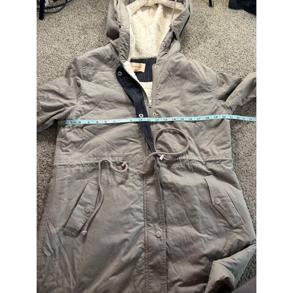 Skies Are Blue Parka Jacket Women Large Gray Faux Shearling Lined Hooded Utility - Picture 5 of 10